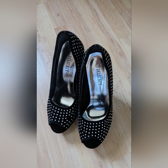 Heels, Black Velvet with Stones - Picture 2 of 5